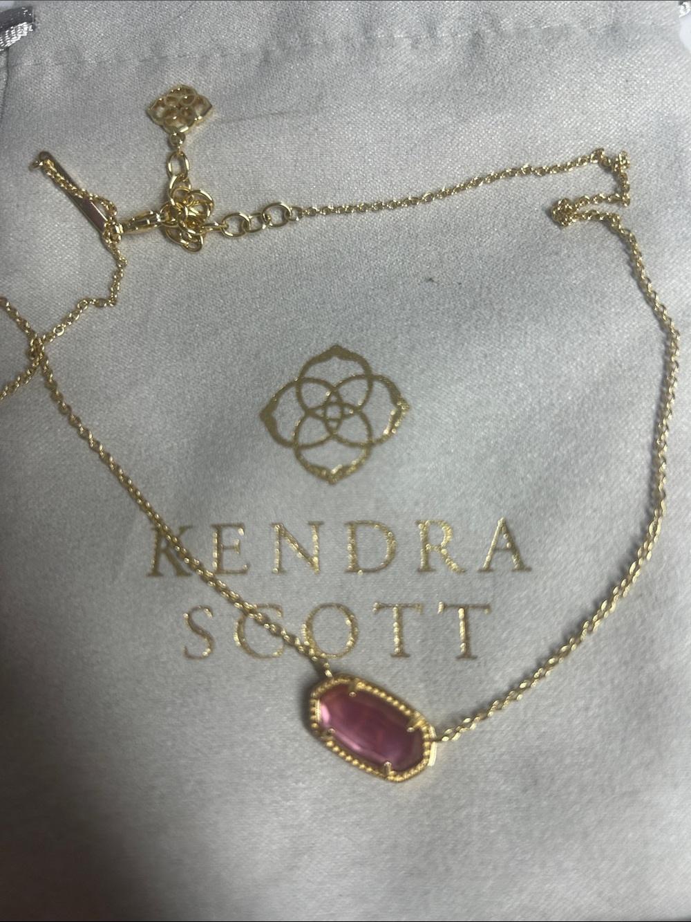 Kendra Scott Gold Necklace with Pink Stone